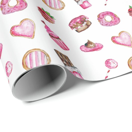 バレンタインデザート小さな恋人誕生日かわいい ラッピングペーパー (ロールコーナー)