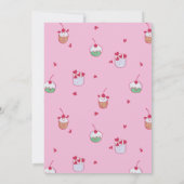 バレンタインデザート - チェリーカップケーキ＆ラブハーツ 招待状 (裏面)