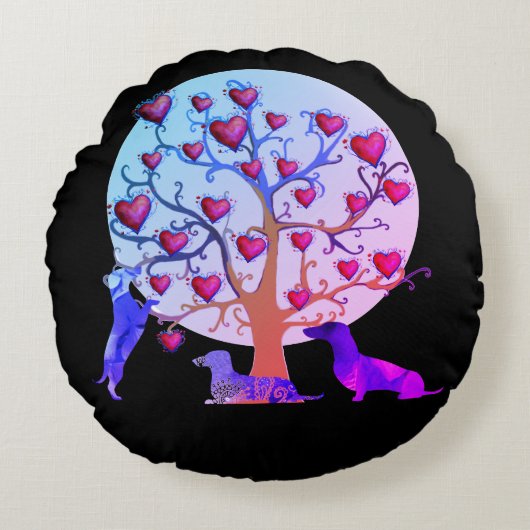 バレンタインデックシュントハートラウンドスロークッション ラウンドクッション (正面)