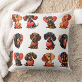 バレンタインデックシュント水の色の犬ハート クッション (ブランケット)