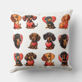 バレンタインデックシュント水の色の犬ハート クッション (裏面)