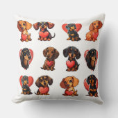 バレンタインデックシュント水の色の犬ハート クッション (正面)