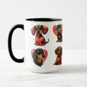 バレンタインデックシュント水の色の犬ハート マグカップ (左)