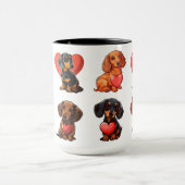バレンタインデックシュント水の色の犬ハート マグカップ (中央)