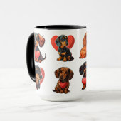 バレンタインデックシュント水の色の犬ハート マグカップ (正面左)