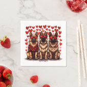 バレンタインデドイツ羊飼い犬 スタンダードカクテルナプキン (インサイチュ)