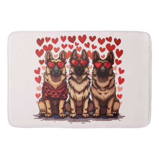 バレンタインデドイツ羊飼い犬 バスマット (正面)