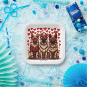 バレンタインデドイツ羊飼い犬 ペーパープレート (パーティー)