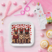 バレンタインデドイツ羊飼い犬 ペーパープレート (パーティー)