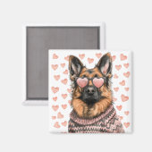 バレンタインデドイツ羊飼い犬 マグネット (正面/裏面)