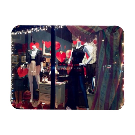 バレンタインデニューヨークブティックウィンドウハート マグネット (横)