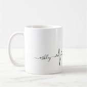 バレンタインデハートビートラインアートパグブリードドッグ コーヒーマグカップ (左)