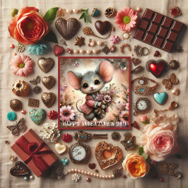 バレンタインデマウスフラワーブーケクリスチャン シーズンカード