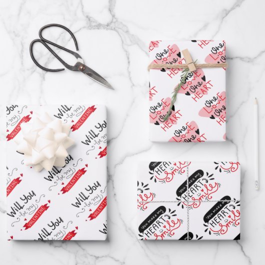 バレンタインデラッピング紙シート ラッピングペーパーシート (正面)