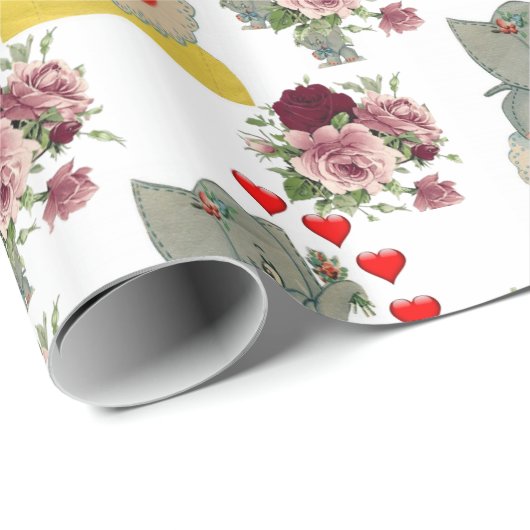 バレンタインデラッピング紙ゾウ ラッピングペーパー (ロールコーナー)