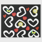 バレンタインデラッピング紙ブラック ラッピングペーパー (フラット)