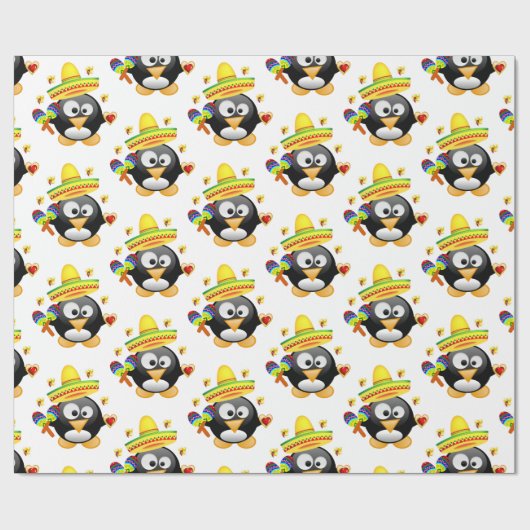 バレンタインデラッピング紙ペンギンソンブレロ ラッピングペーパー (フラット)
