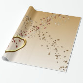 バレンタインデラッピング紙金ゴールドハート ラッピングペーパー (アンロールド)