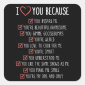 バレンタインデラブカップルハートおもしろいギフトアイディア スクエアシール (正面)