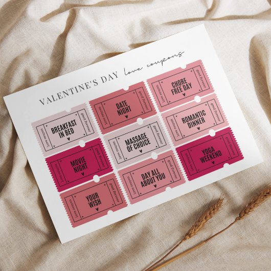 バレンタインデラブクーポンプリント紙シート