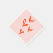 バレンタインデラブパステルピンク&レッド スタンダードカクテルナプキン (角)