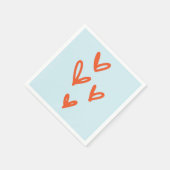 バレンタインデラブパステルブルー&レッド スタンダードカクテルナプキン (角)