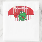 バレンタインデラブフロッグ 楕円形シール (バッグ)