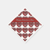 バレンタインデレッドレースハートパターンナプキンス スタンダードカクテルナプキン (角)
