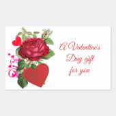 バレンタインデレッドローズホリデーステッカー 長方形シール (正面)