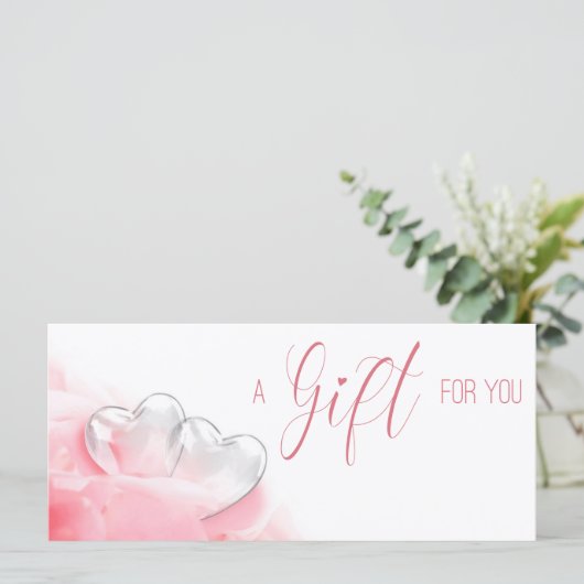 バレンタインデロマンチックなガラスハートギフトカード (スタンド正面)