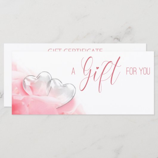 バレンタインデロマンチックなガラスハートギフトカード (正面/裏面)