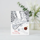 バレンタインデロマンチック愛好家レッドワックスシールハート シーズンポストカード (スタンド正面)