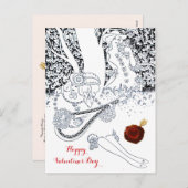 バレンタインデロマンチック愛好家レッドワックスシールハート シーズンポストカード (正面/裏面)