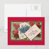 バレンタインデロマンチック赤いバラのカード シーズンポストカード (正面/裏面)