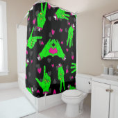 バレンタインデンゾンビラブハートハンズハロウィーン シャワーカーテン (インサイチュ)