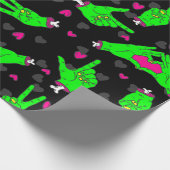 バレンタインデンゾンビラブハートハンズハロウィーン ラッピングペーパー (角)