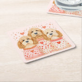 バレンタインデンドルドッグス スクエアペーパーコースター (アングル)