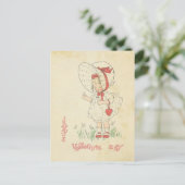 バレンタインデーあいさつヴィンテージかわいい女の子ハート シーズンポストカード (スタンド正面)