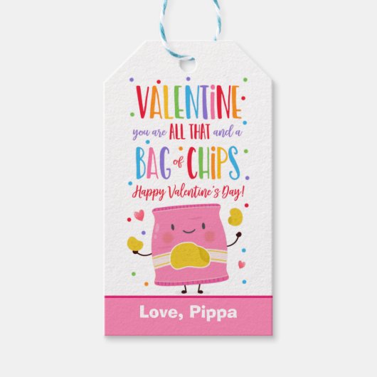 バレンタインデーあなたのすべてとチップのバッグ ギフトタグ (正面)