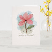 バレンタインデーあなたは美しい水色のスケッチィ  カード (黄色い花)