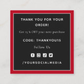 バレンタインデーありがとう赤すごい輝く愛 スクエア名刺 (裏面)