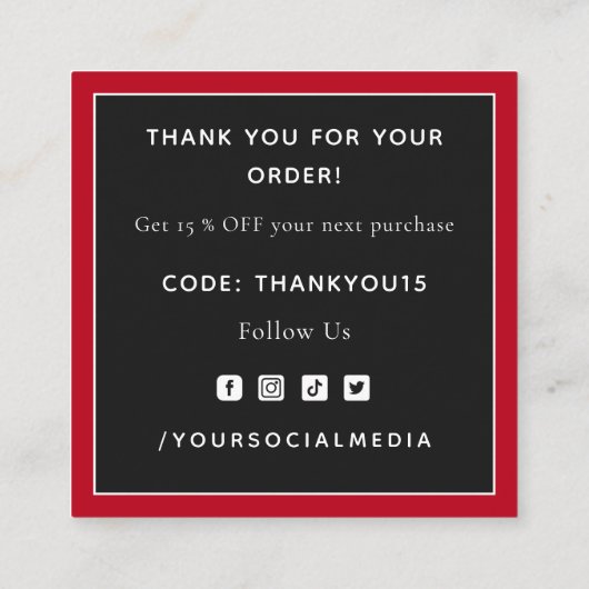 バレンタインデーありがとう赤すごい輝く愛 スクエア名刺 (裏面)