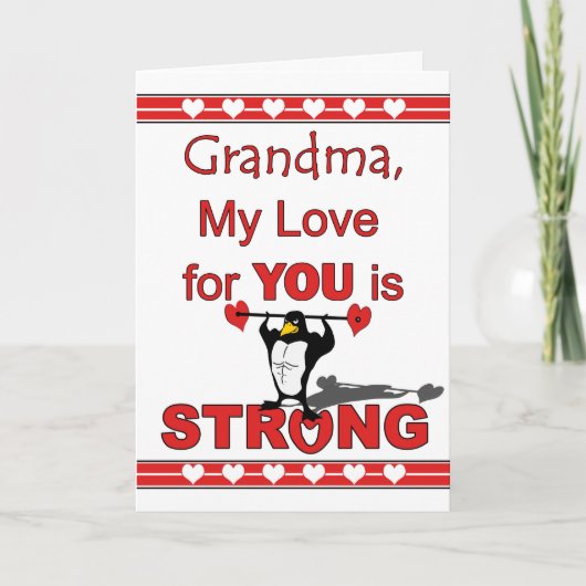 バレンタインデーおばあちゃん，ペンギン&ウェイト シーズンカード (正面)