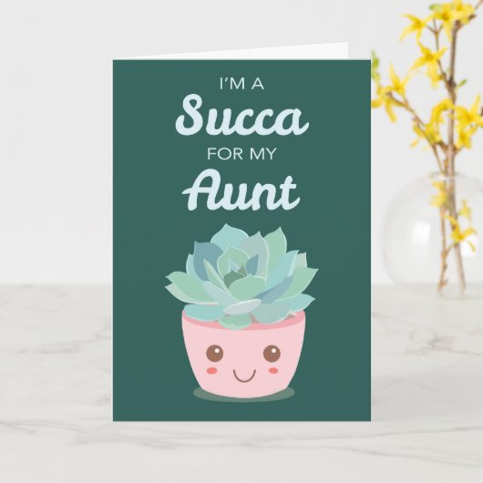 バレンタインデーおばさんのためのかわいい多肉食 カード (黄色い花)