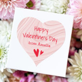 バレンタインデーおめでとうございます 名前 ピンクのサテンの渦 ハートシール