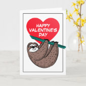 バレンタインデーおめでとう | かわいいナマケモノ カード (黄色い花)