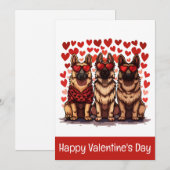 バレンタインデーおめでとう!ドイツ・シェパード犬 シーズンカード (正面/裏面)