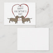 バレンタインデーおめでとう | ハート & ダックスフント ノートカード (正面/裏面)