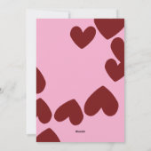 バレンタインデーおめでとう – ピンクの背景にワインレッドのハート シーズンカード (裏面)