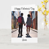 バレンタインデーおめでとう、愛するカップルが手をつないで カード (黄色い花)